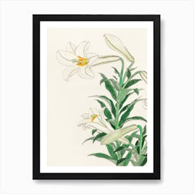 Lilies, Ohara Koson Art Print