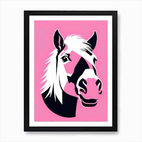 Flat Buho Art horse On Solid pin Background, modern animal art, animal head art, Art Print