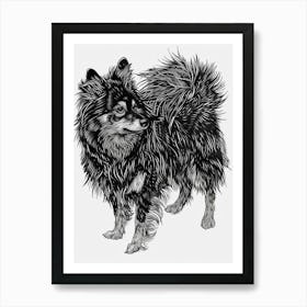 Finnish Lapphund Dog Line Sketch Art Print