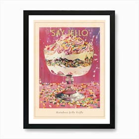 Rainbow Layered Jelly Trifle Retro Collage 4 Poster Art Print