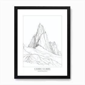 Cerro Torre Argentina Chile Line Drawing 4 Poster Art Print