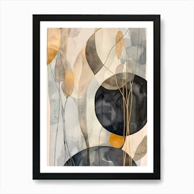 Abstract Painting leaves and circles Art Print