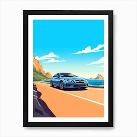 A Subaru Impreza In Causeway Coastal Route Illustration 4 Art Print