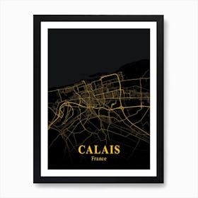 Calais Gold City Map 1 Art Print