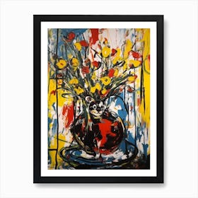 Tulips With A Cat 3 Abstract Expressionism  Art Print