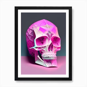 Skull With Intricate Linework 1 Pink Paul Klee Art Print