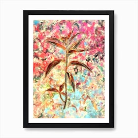 Impressionist Dayflower Botanical Painting in Blush Pink and Gold n.0017 Art Print
