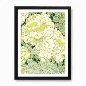 Cottage Gardens Peonies 2 Yellow Drawing Art Print