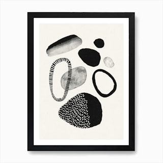Monochrome Abstract Shapes 1 Art Print