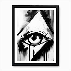 Abstract Expression, Symbol, Third Eye Black & White 2 Art Print