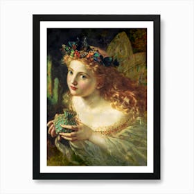 "Take the Fair Face of Woman, and Gently Suspending, With Butterflies, Flowers, and Jewels Attending, Thus Your Fairy is Made of Most Beautiful Things" c1860 by Sophie Anderson Art Print