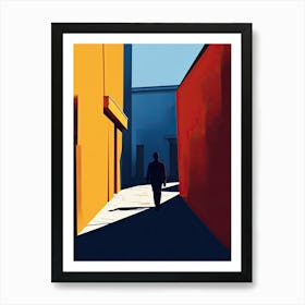 Man Walking Down A Street, Minimalism Art Print