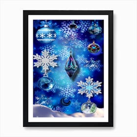 Christmas Blue Balls Art Print