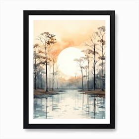 Watercolour Painting Of Congaree National Park   South Carolina Usa 0 Art Print