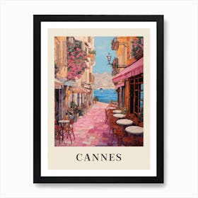 Cannes France 2 Vintage Pink Travel Illustration Poster Art Print