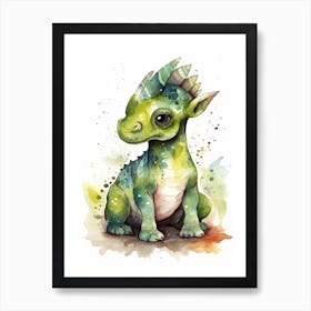 Parasaurolophus Cute Dinosaur Watercolour 3 Art Print