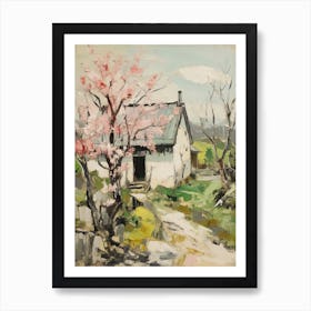 Small Cottage Countryside Farmhouse Painting With Trees 6 Art Print