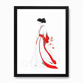 Asian Woman, lineart Art Print