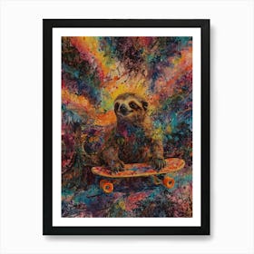 Sloth On A Skateboard 8 Art Print