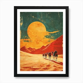 Desert Scene With Camels Art Print