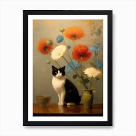 Odilon Redon Inspired Still Life Cat Art Print