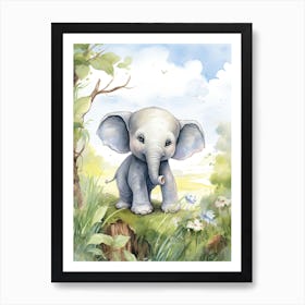 Elephant Painting Drawing Watercolour 4 Art Print