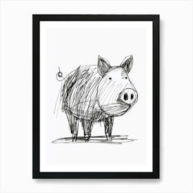 B&W Pig Art Print