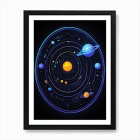 Default Neon Black Light Sgraffito Solar System 3d Illustratio 1 (1) Art Print