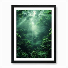 Green Forest With Sunlight Affiche