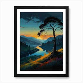 Lone Tree At Sunset Art Print