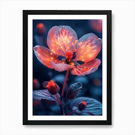 Pink Flower With Flames Art Print