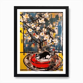 Camelia With A Cat 1 Abstract Expressionism  Art Print