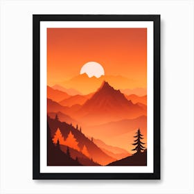 Misty Mountains Vertical Composition In Orange Tone 166 Art Print