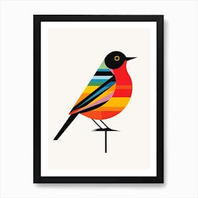 Colourful Geometric Bird Blackbird 2 Art Print
