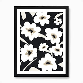 Field Of Flowers Black White Art Print