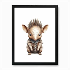 Watercolour Jungle Animal Baby Armadillo 4 Art Print