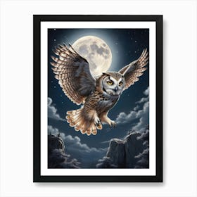 Owl In Flight Art Print