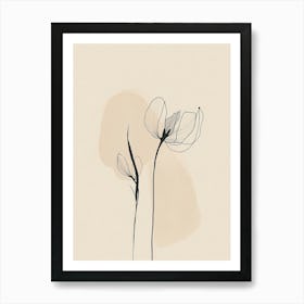 Flowers On A Beige Background Art Print