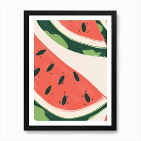 Watermelon Close Up Illustration 2 Art Print