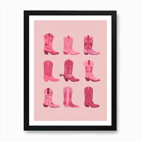 Pink Cowboy Boots 2 Art Print