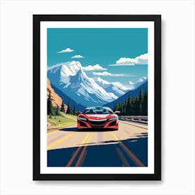 A Acura Nsx Car In Icefields Parkway Flat Illustration 2 Art Print