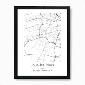 Joue Les Tours,France Minimalist Map Poster