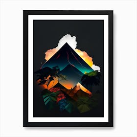 Arenal Volcano National Park Costa Rica Cut Out Paper Art Print