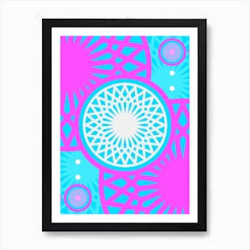 Geometric Glyph in White and Bubblegum Pink and Candy Blue n.0013 Art Print