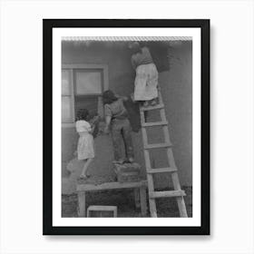 Untitled Photo, Possibly Related To General View Of Plastering Adobe House, Chamisal, New Mexico By Russell Lee Art Print