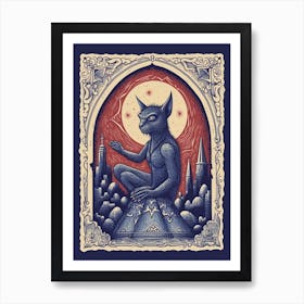Gargoyle Tarot Card Blue 2 Art Print