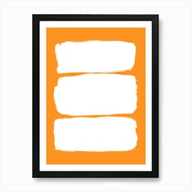 White Brush Strokes on Orange Abstract Art Print