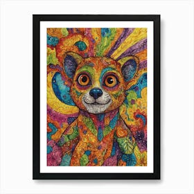 Psychedelic Teddy Bear Art Print