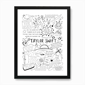 Taylor Swift Doodle Lyrics Art Print