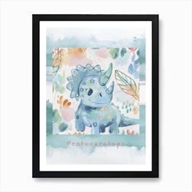 Cute Muted Pastels Protoceratops Dinosaur 2 Poster Art Print